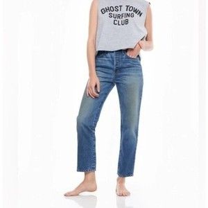 Free People x Sandrine Rose Womens Straight Leg Jeans Sz 27 Button Fly Blue NWT